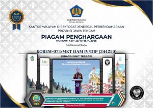 Korem 073/Mkt Raih Penghargaan Kinerja Pelaksanaan Anggaran Tahun 2024