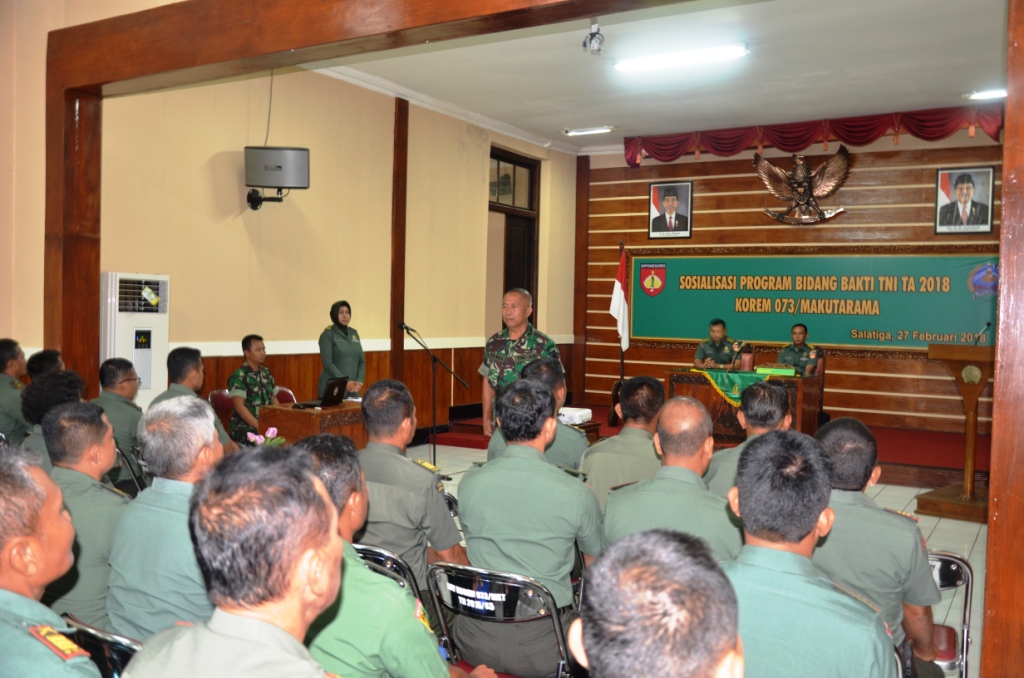 Korem 073/Makutarama Laksanakan Sosialisasi Progam Bidang Bakti TNI TA 2018