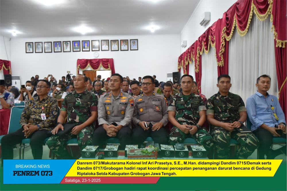 Danrem 073/Mkt Hadiri Rakor Percepatan Penanganan Darurat Bencana di Grobogan