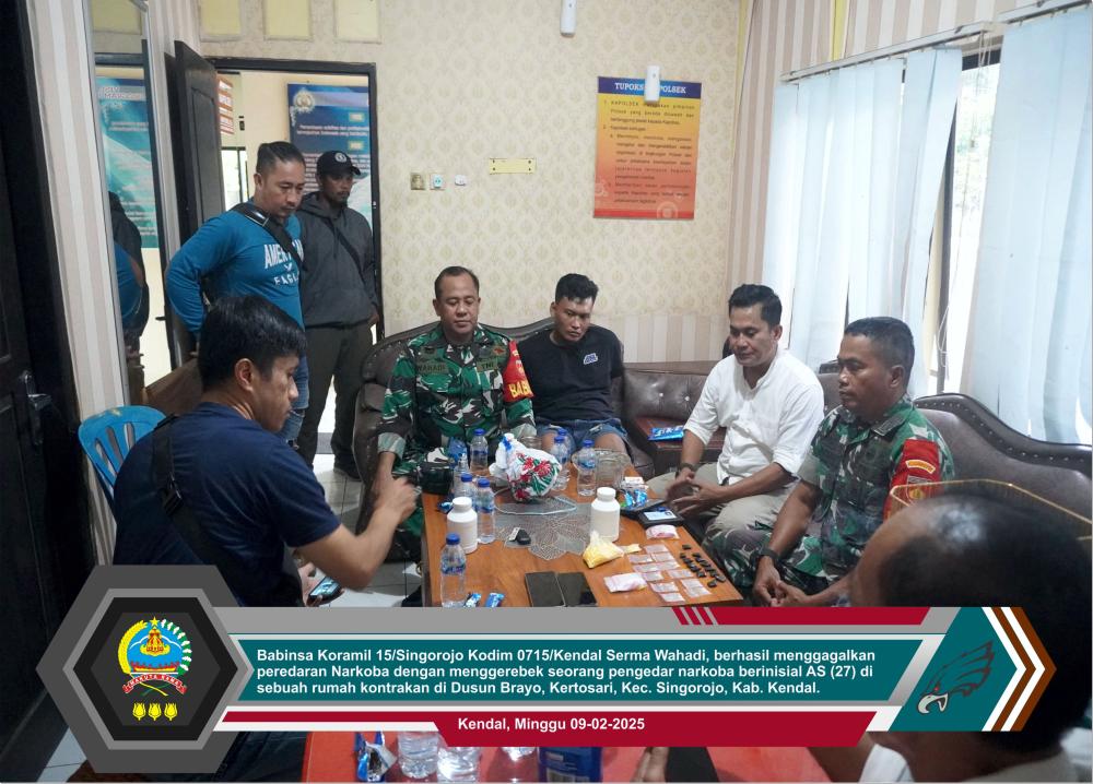 Babinsa Kendal Gerebek Pengedar Narkoba di Singorojo Kendal