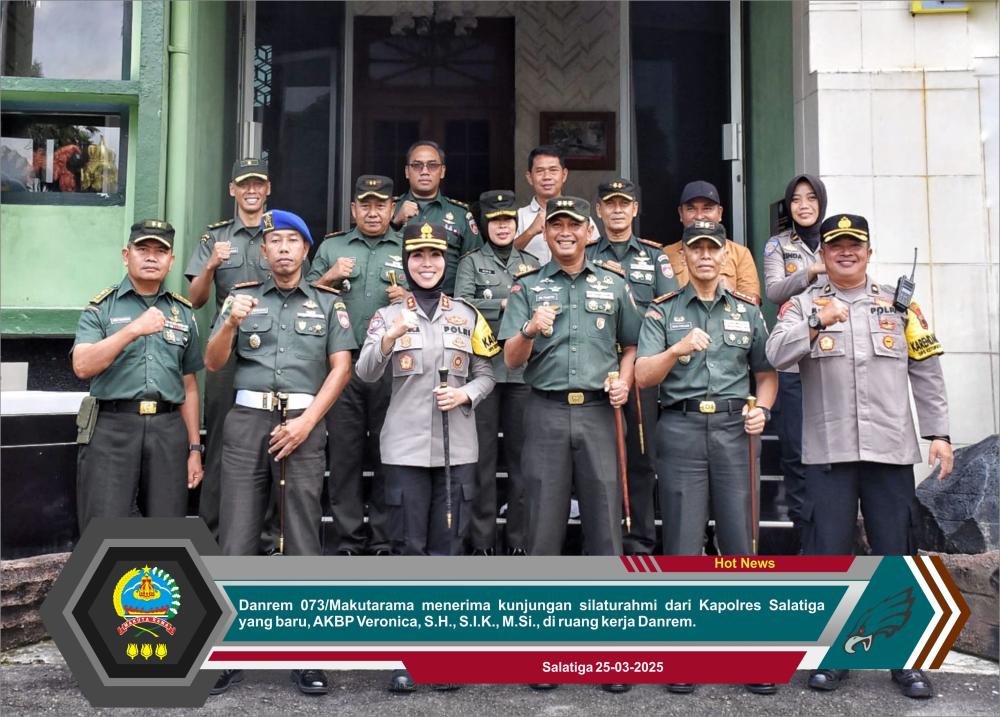 Danrem 073/Makutarama Terima Kunjungan Silaturahmi Kapolres Salatiga yang Baru