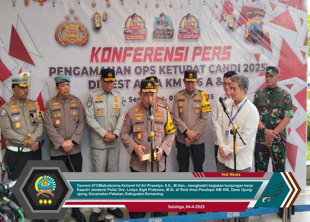 Danrem 073/Makutarama Hadiri Kunjungan Kerja Kapolri di Rest Area KM 456 untuk Tinjau Arus Mudik-Balik Lebaran 2025