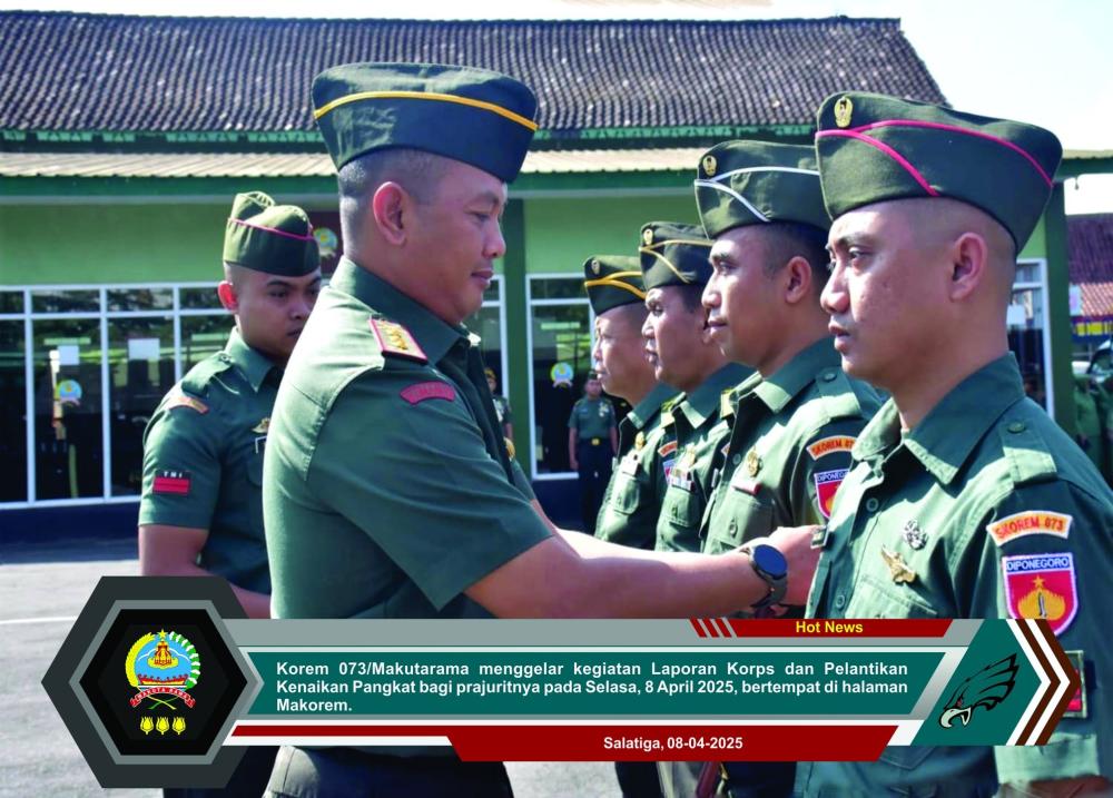 37 Prajurit Korem 073/Makutarama Resmi Naik Pangkat, Danrem: Jadikan Momentum Ini Sebagai Pemacu Semangat Berkarya