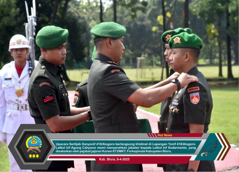 Serah Terima Jabatan Danyonif 410/Alugoro, Letkol Inf Agung Cahyono Dilandasi Semangat dan Kebersamaan