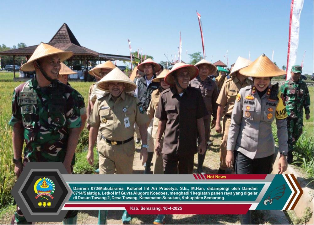 Danrem 073/Makutarama Hadiri Panen Raya Serentak di Semarang: Bukti Nyata Ketahanan Pangan Nasional