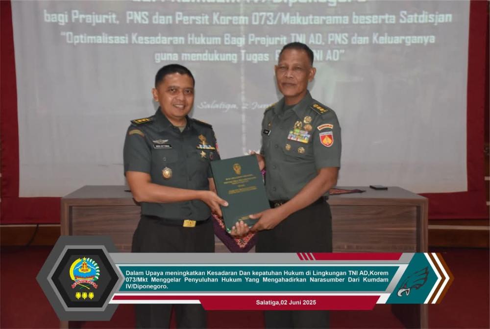 Danrem 073/Makutarama Buka Kegiatan Penyuluhan Hukum : Bekali Prajurit dengan Pemahaman Hukum yang Kuat