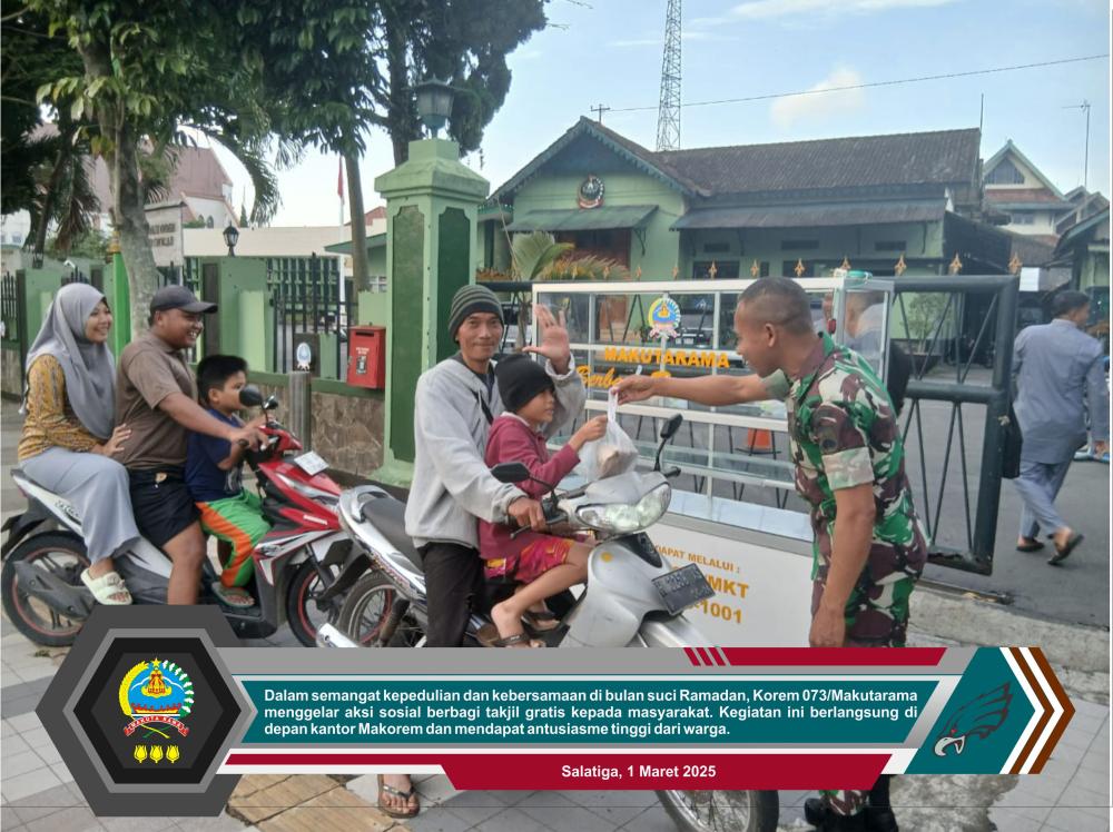Korem 073/Makutarama Berbagi Takjil Gratis, Wujud Kepedulian di Bulan Ramadan